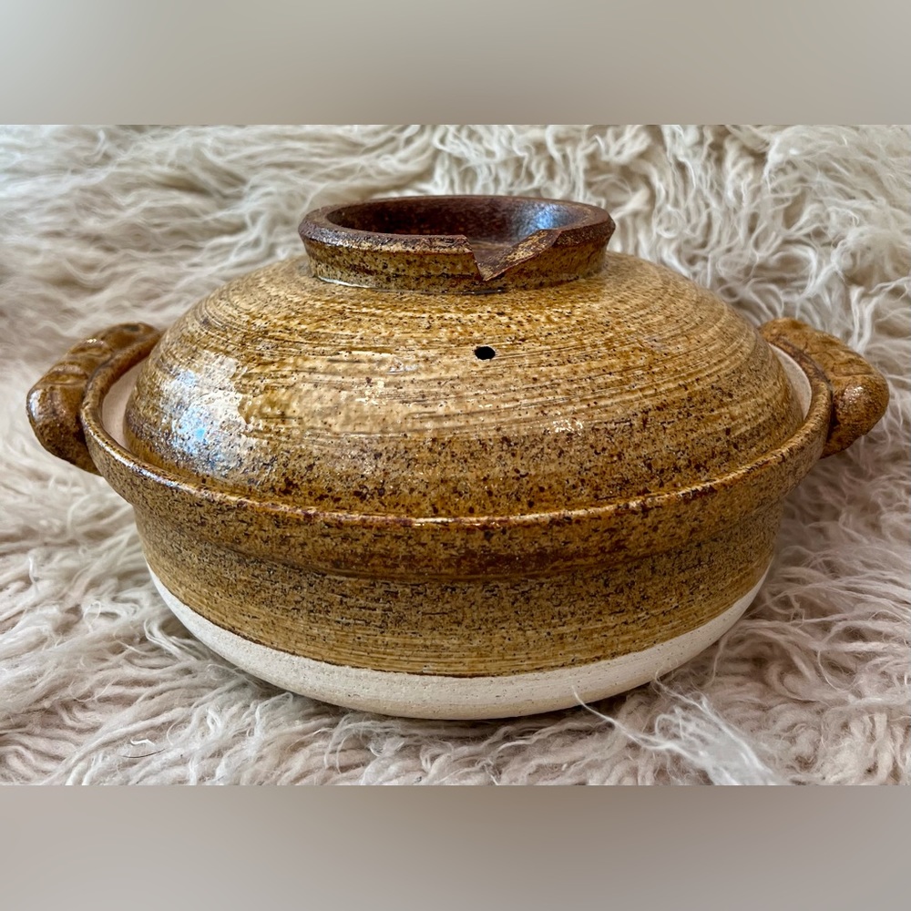 NEW Vtg Large Heavy Chinese stir fry rice bowl w top Handles 10 1/4” x D 4” high